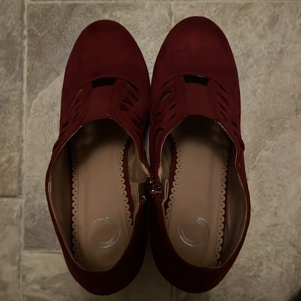 DSW Journee Collection Piper Bootie Heels -- Burgundy - Picture 7 of 12